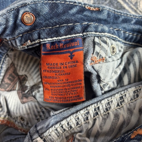 Rock Revival Ena Skinny Jeans Dark Wash Blue  Women's Size 25 Rhinestones - Picture 8 of 9